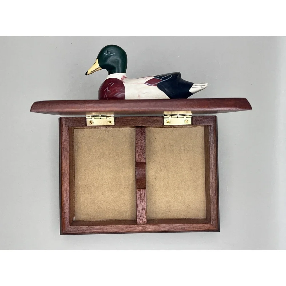 Vtg 1981 Albert E Price‎ Wooden Mallard Duck Decoy Playing Card Trinket Box